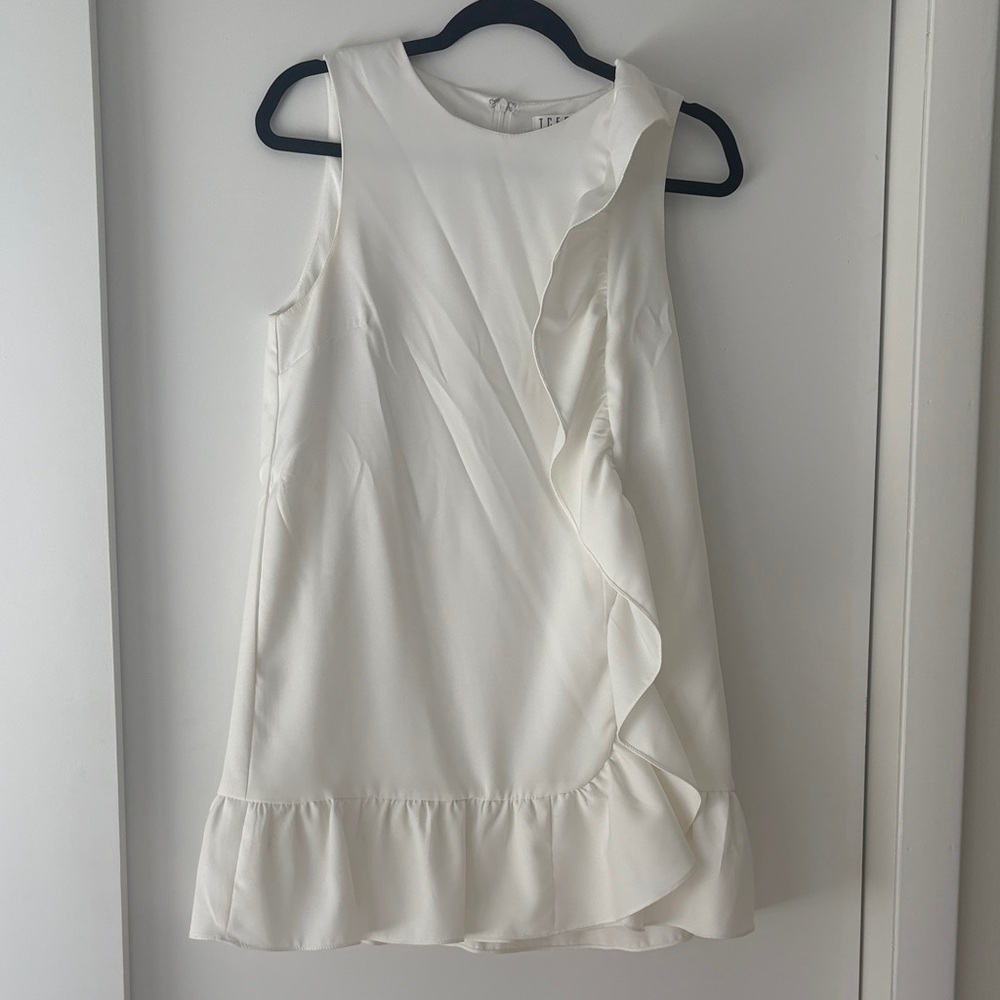 White Mini Dress with Ruffle - Picture 2 of 4